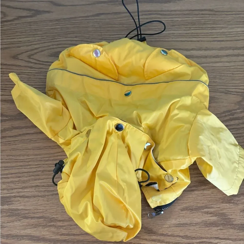 Yellow Striped Hooded Dog Raincoat